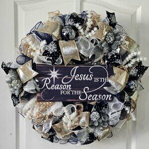 🌟 "Jesus Is the Reason for the Season" Christmas Wreath ✨